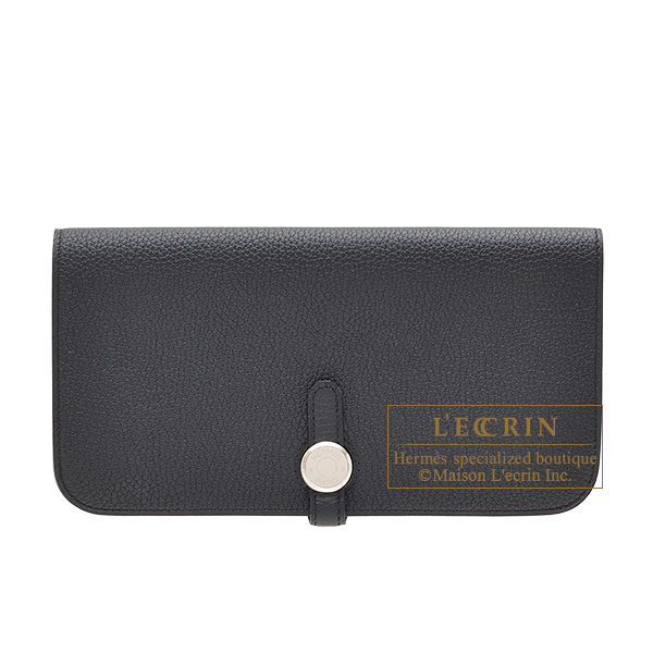 極美品HERMES ドゴンGM デュオ ブルージーン シルバー金具 長財布 購入
