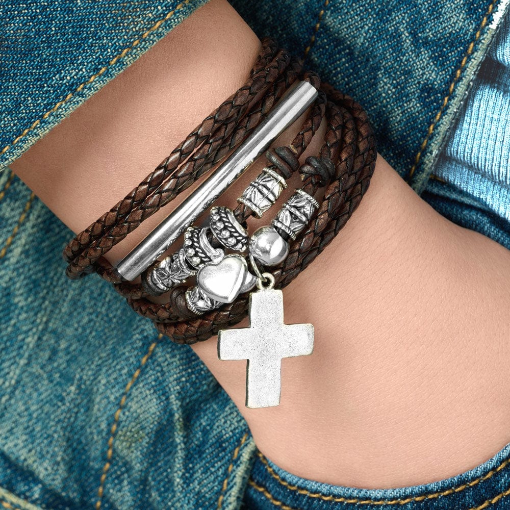 Naomi Braided Brown Leather Wrap Bracelet - Lizzy James