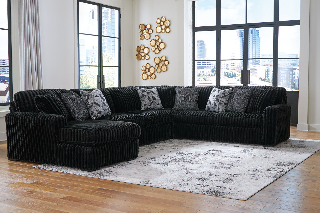 Midnight-Madness Onyx 4-Piece LAF Chaise Sectional – Luna Furniture