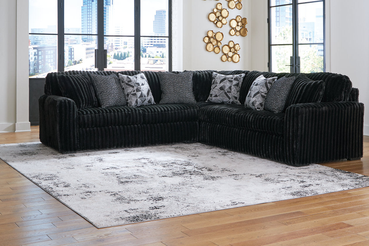 Midnight-Madness Onyx 3-Piece Sectional – Luna Furniture