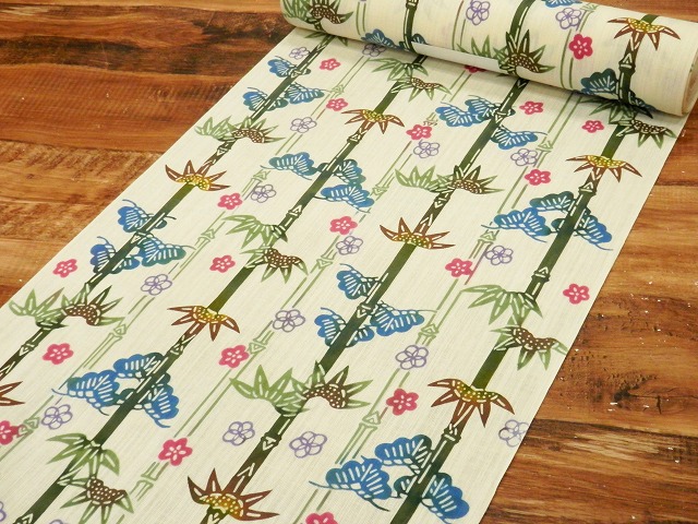 源氏物語 浴衣反物 綿麻ゆかた 本染 紅型調ゆかた 福岡市南区の呉服店