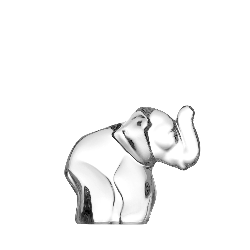 Hand made crystal elephant figurine. By Moser Glassworks
