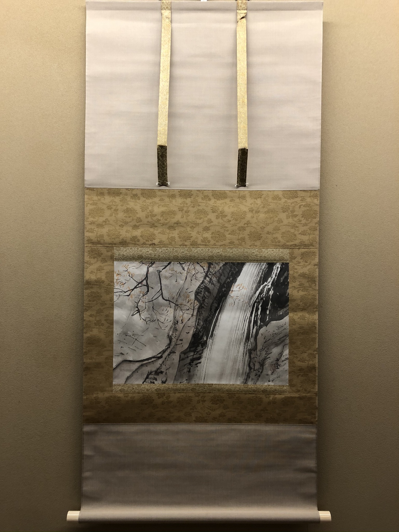 複製/川合玉堂/湖畔晩帰/山水図/工芸品/リトグラフ/掛軸☆宝船☆AK-297