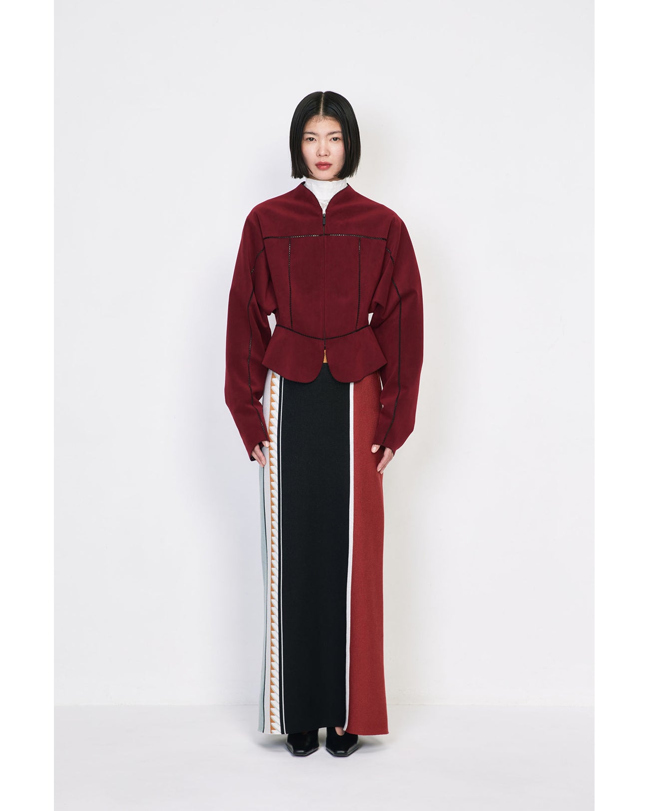 Geometric Pattern Knitted Skirt - vermillion - Mame Kurogouchi