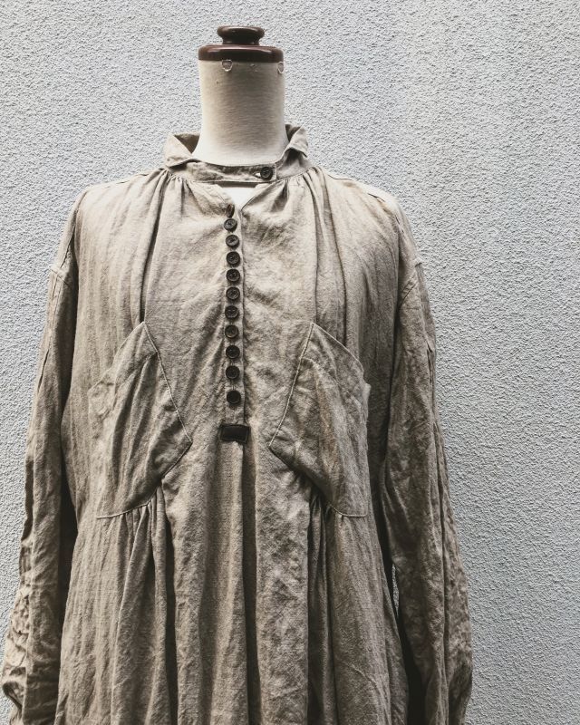 HALLELUJAH／1890's Bourgeron 1890年代 羊飼いシャツワンピース・flax