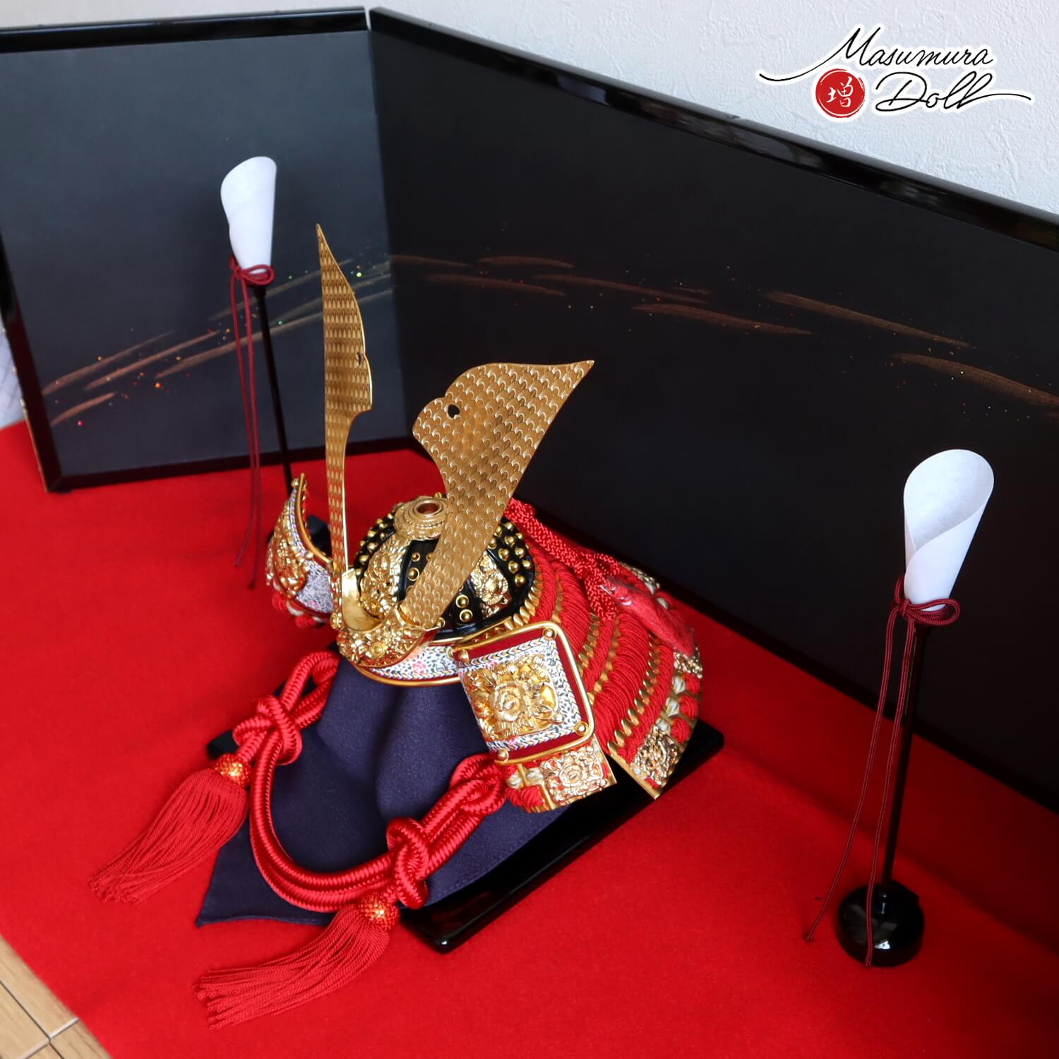 新作 伝統工芸士 誠山作 10号 赤糸縅兜 黒小札 総角 北村松月堂謹製 京