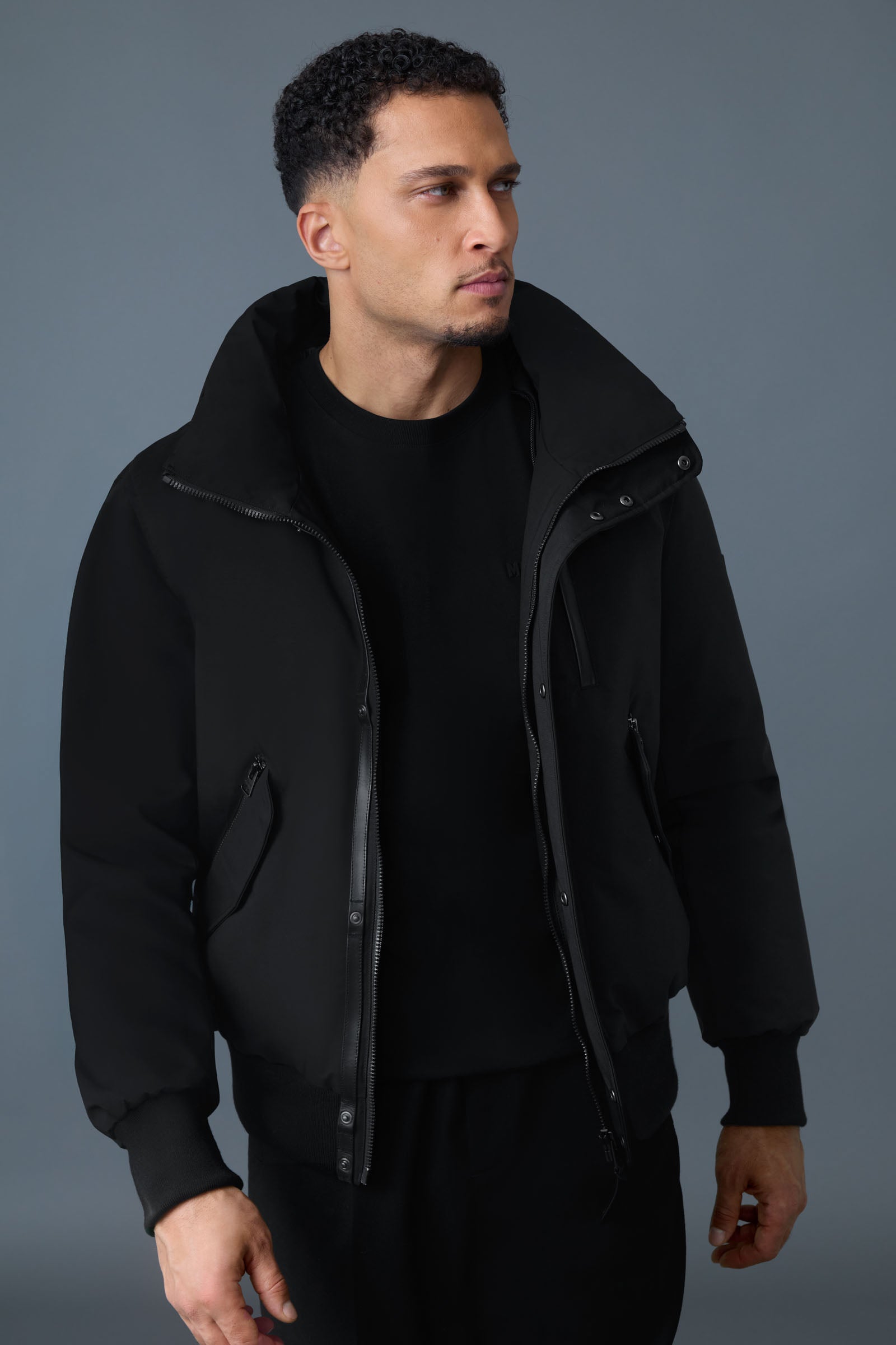 Dixon-NFR, 2-in-1 down bomber jacket with hooded bib for men