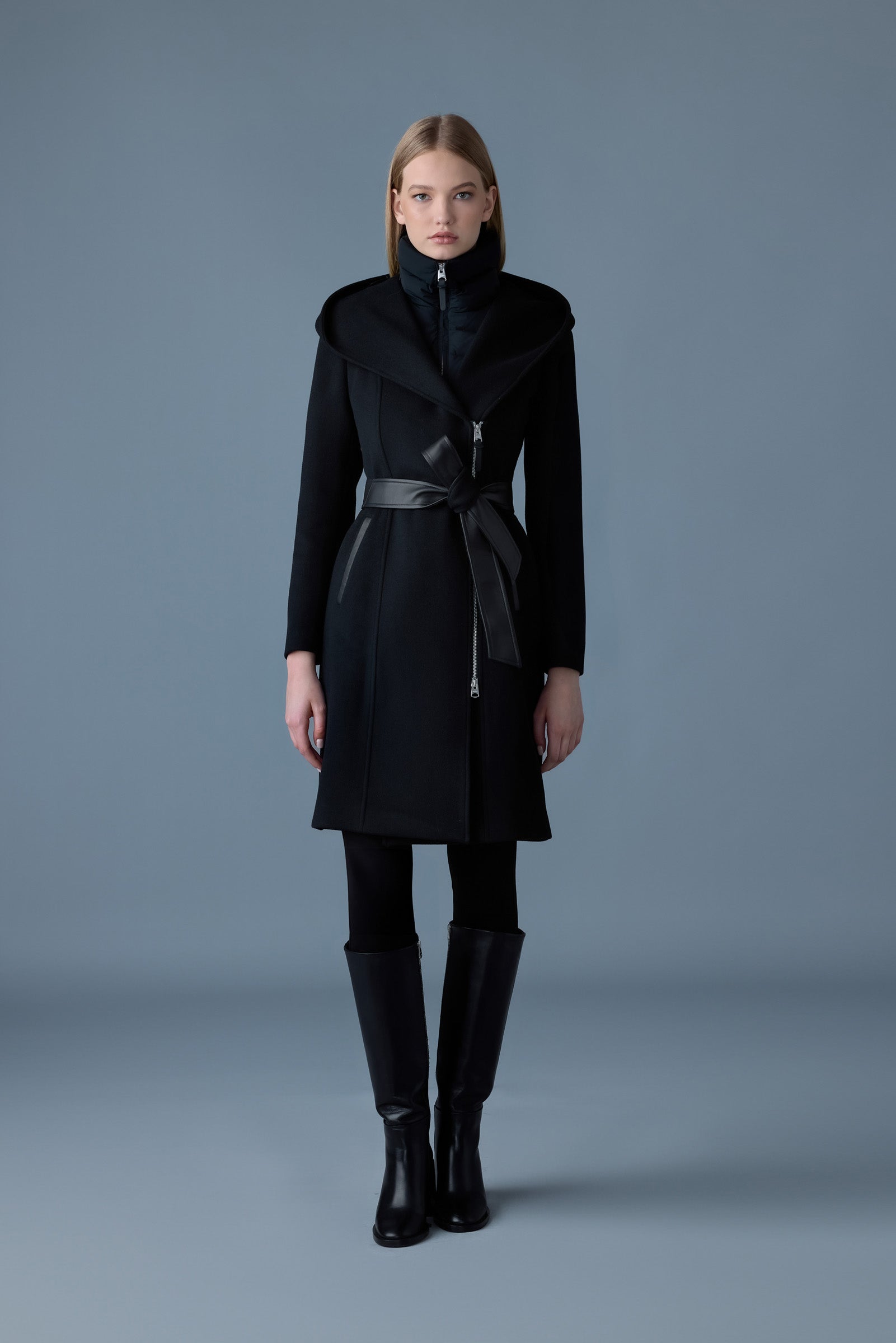 Shia-SLB, 2-in-1 double-face wool coat with removable bib