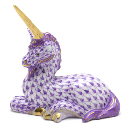 ヘレンド(Herend) ユニコーン(高さ:8cm) 一角獣(15359/VHL)紫色の鱗