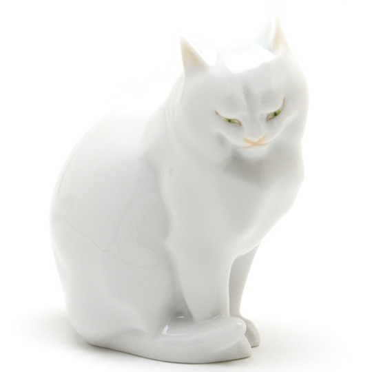 ヘレンド(Herend) フィギュリン 置物 座っている猫(C-05383) 手描き