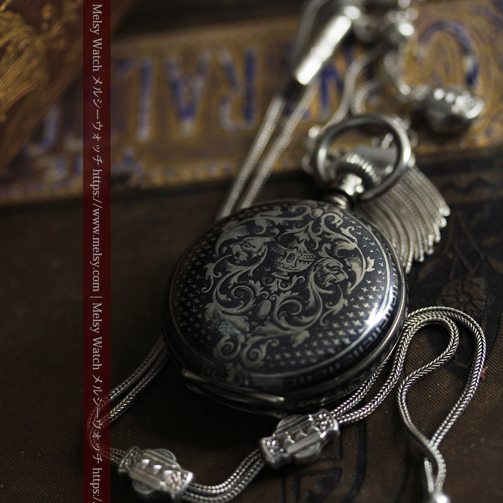 双頭の獅子 ロンジンの銀無垢アンティーク懐中時計【1884年製】