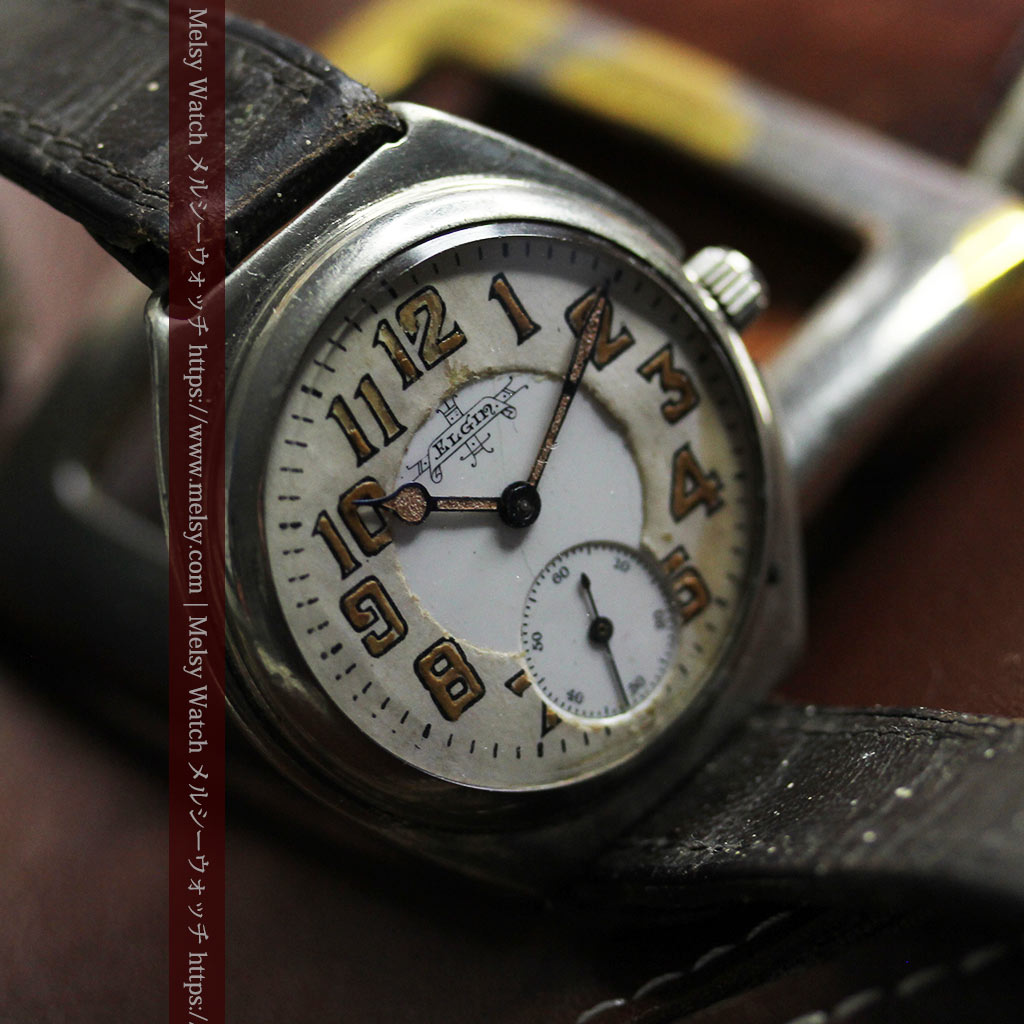 エルジン 歴史伝える味のある大型アンティーク腕時計 【1890年頃】