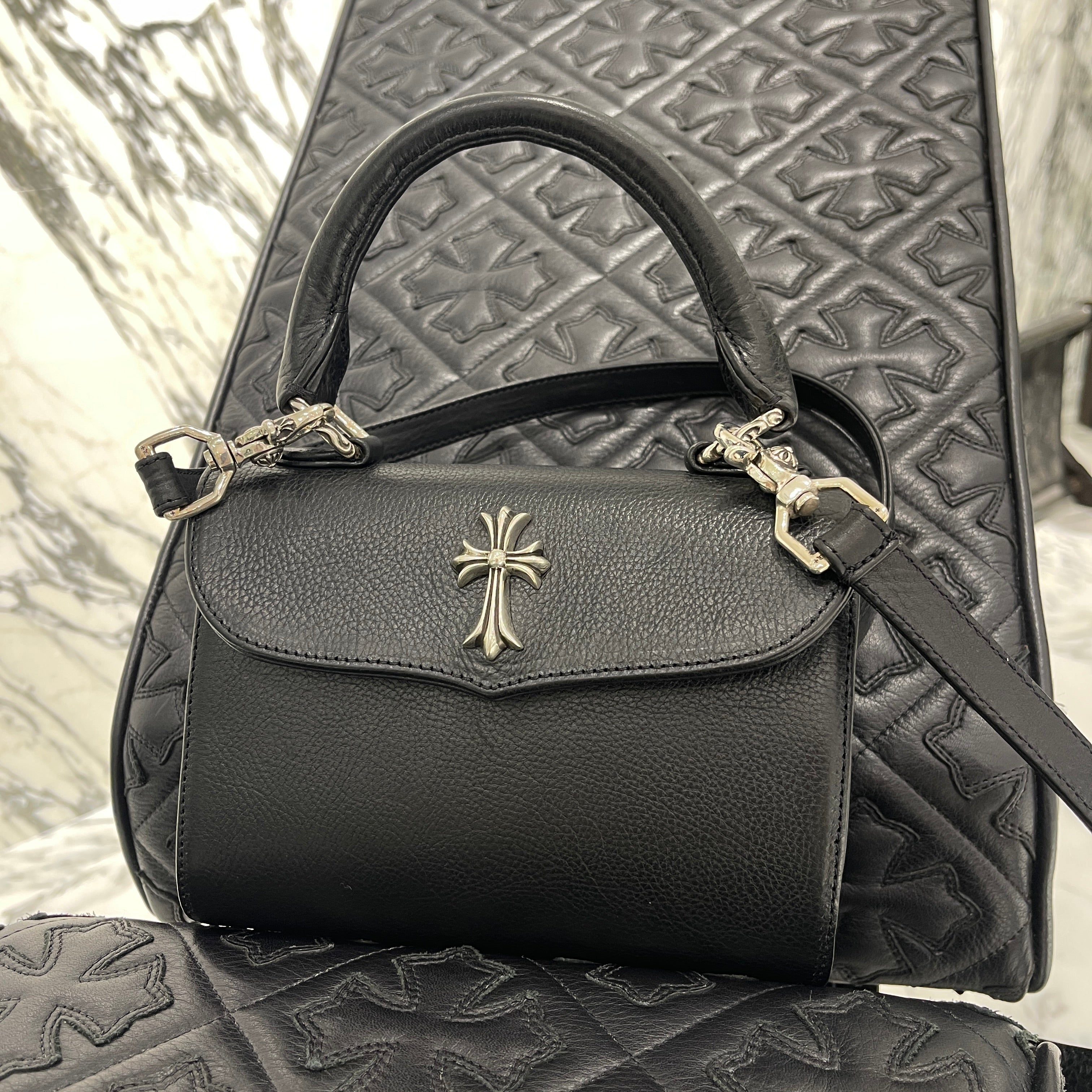 CHROME HEARTS DOC ADAMS CH CROSS 2 WAY LEATHER BAG クロムハーツ