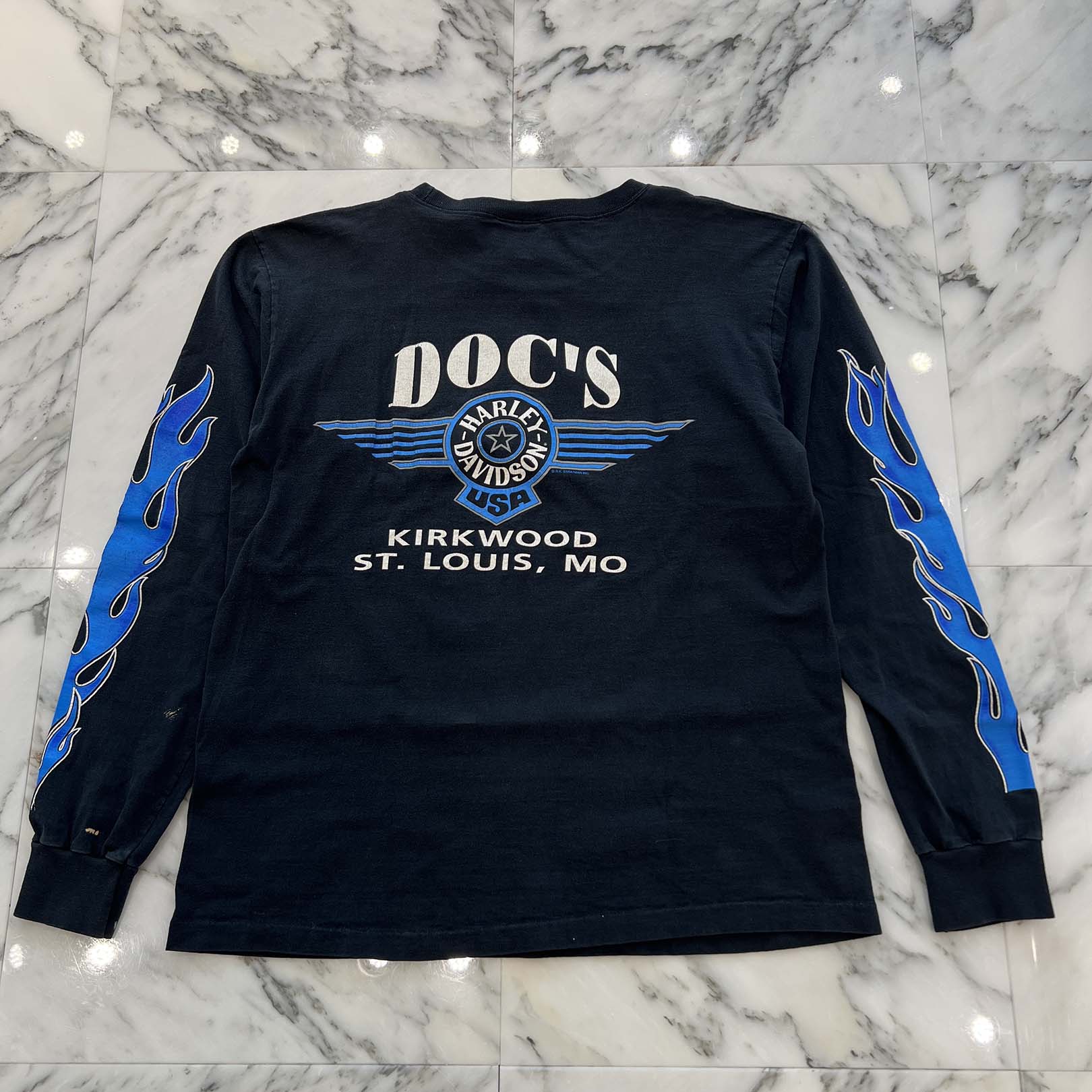 Vintage 90's Harley-Davidson Blue Flame Long Sleeve Tee Size L