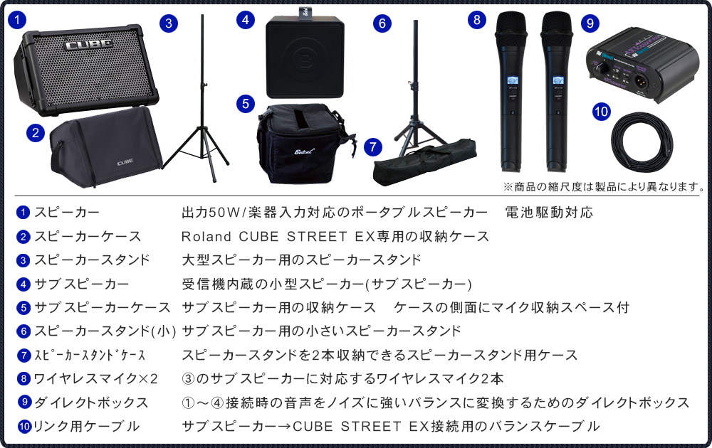 Roland CUBE STREET EX + ワイヤレスマイク1本・ピンマイク/ヘッド