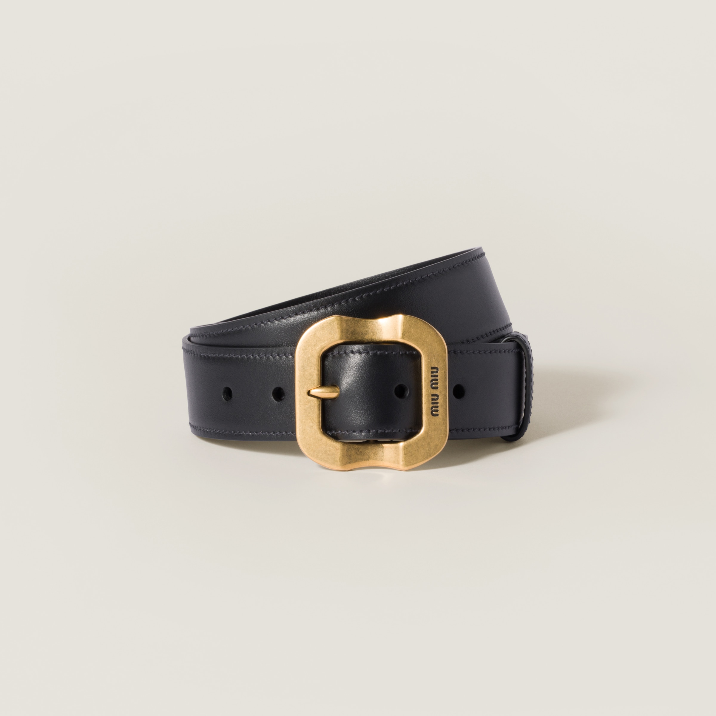 Black Nappa Leather Belt | Miu Miu