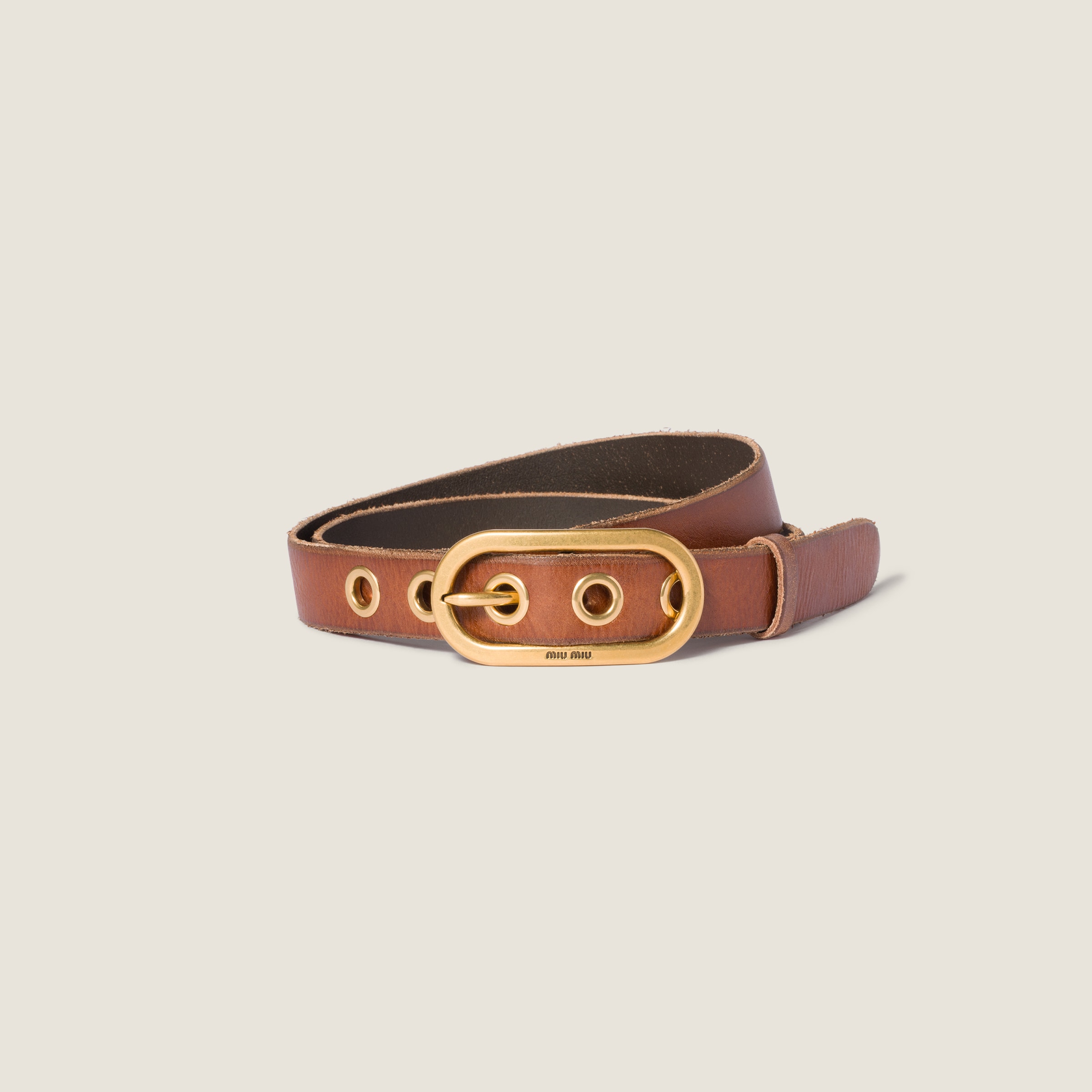 Tobacco Leather Belt | Miu Miu
