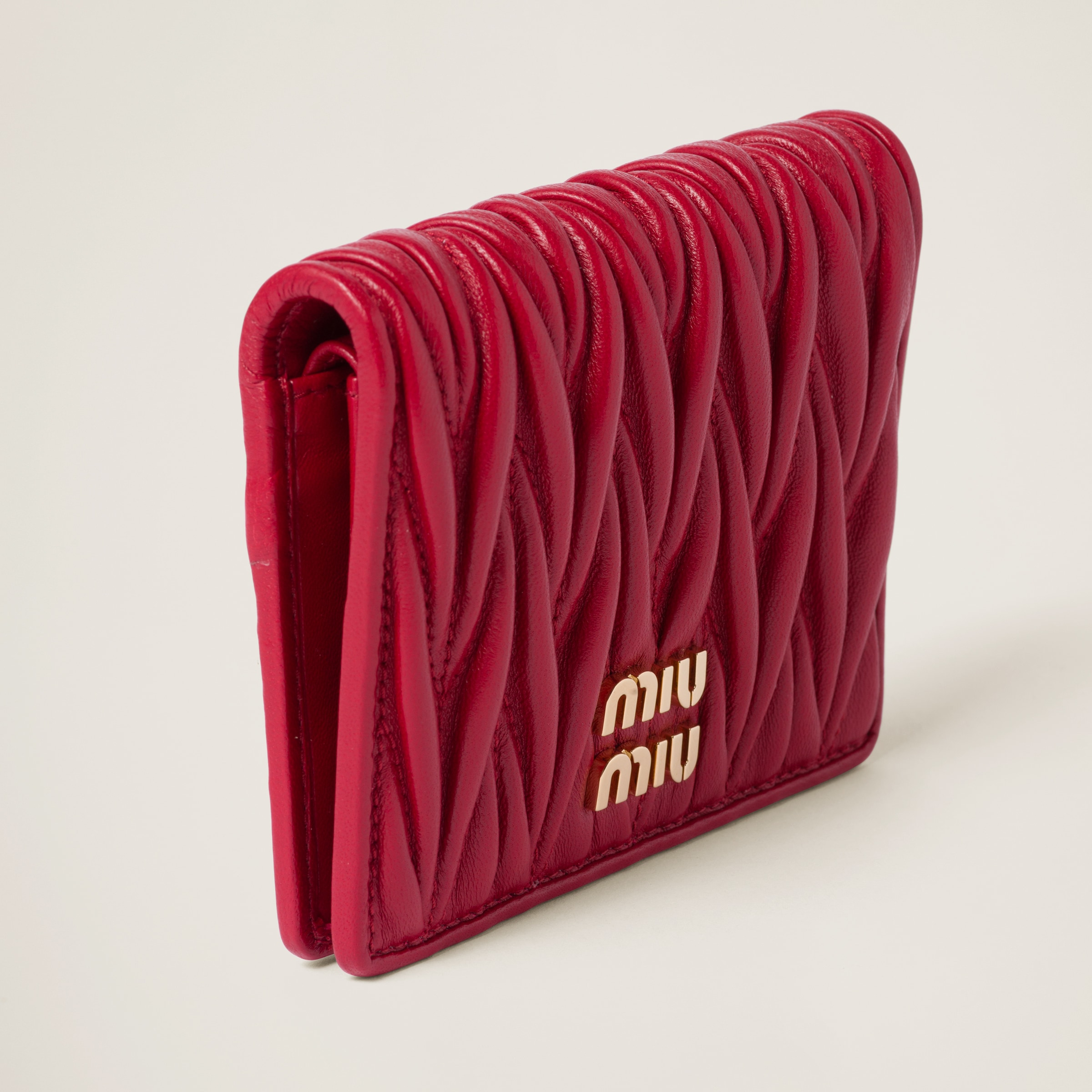 Red Small Matelassé Nappa Leather Wallet | Miu Miu