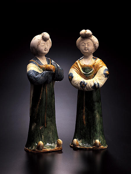 中国美術 三彩 女人 俑 高39.5cm(LC329) 中国美術 三彩 女人 俑 高39.5