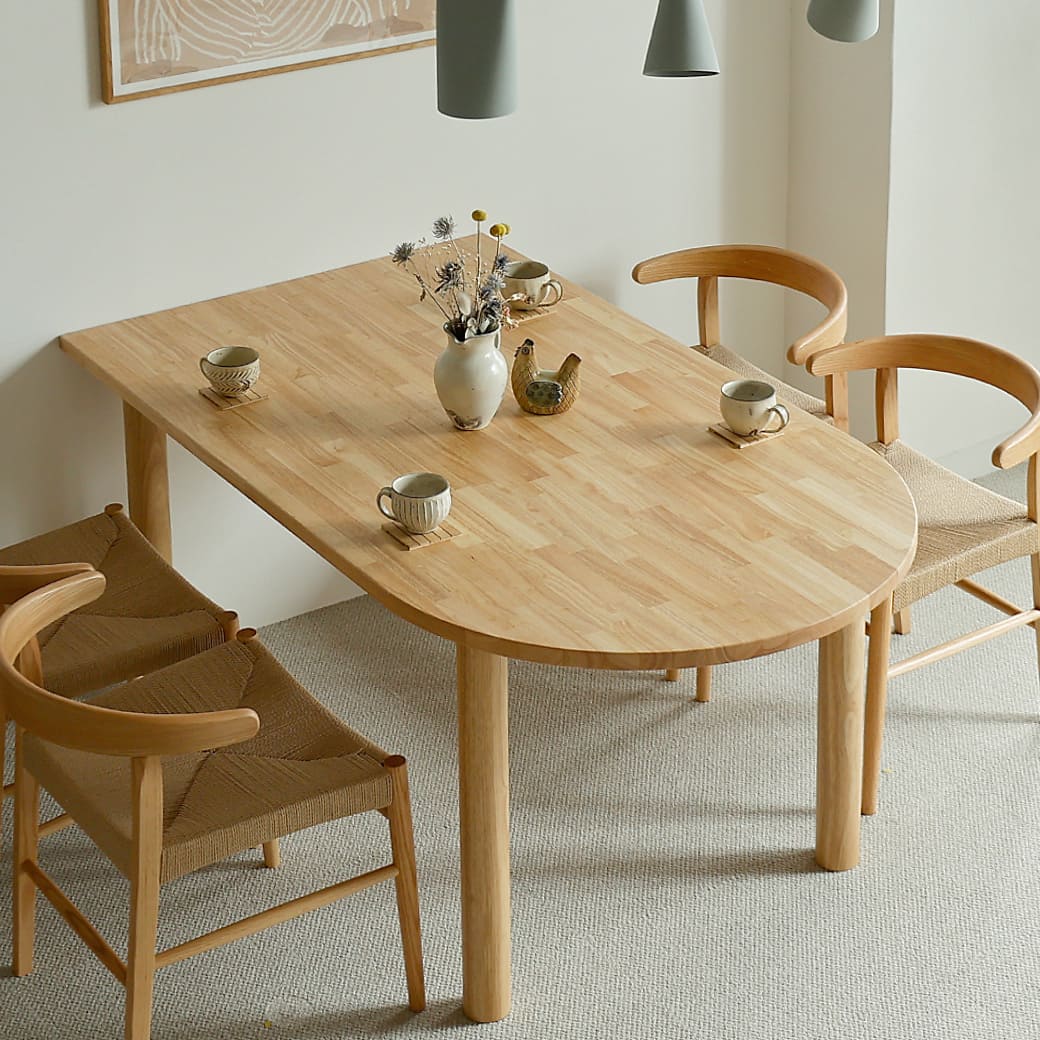 ハーフオーバル ダイニングテーブル 幅160cm ナチュラル 北欧モダン
