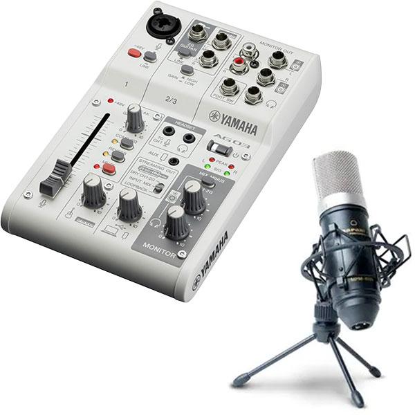 YAMAHA ミキサー AG03MK2 W(白) + コンデンサーマイクMPM1000 配信
