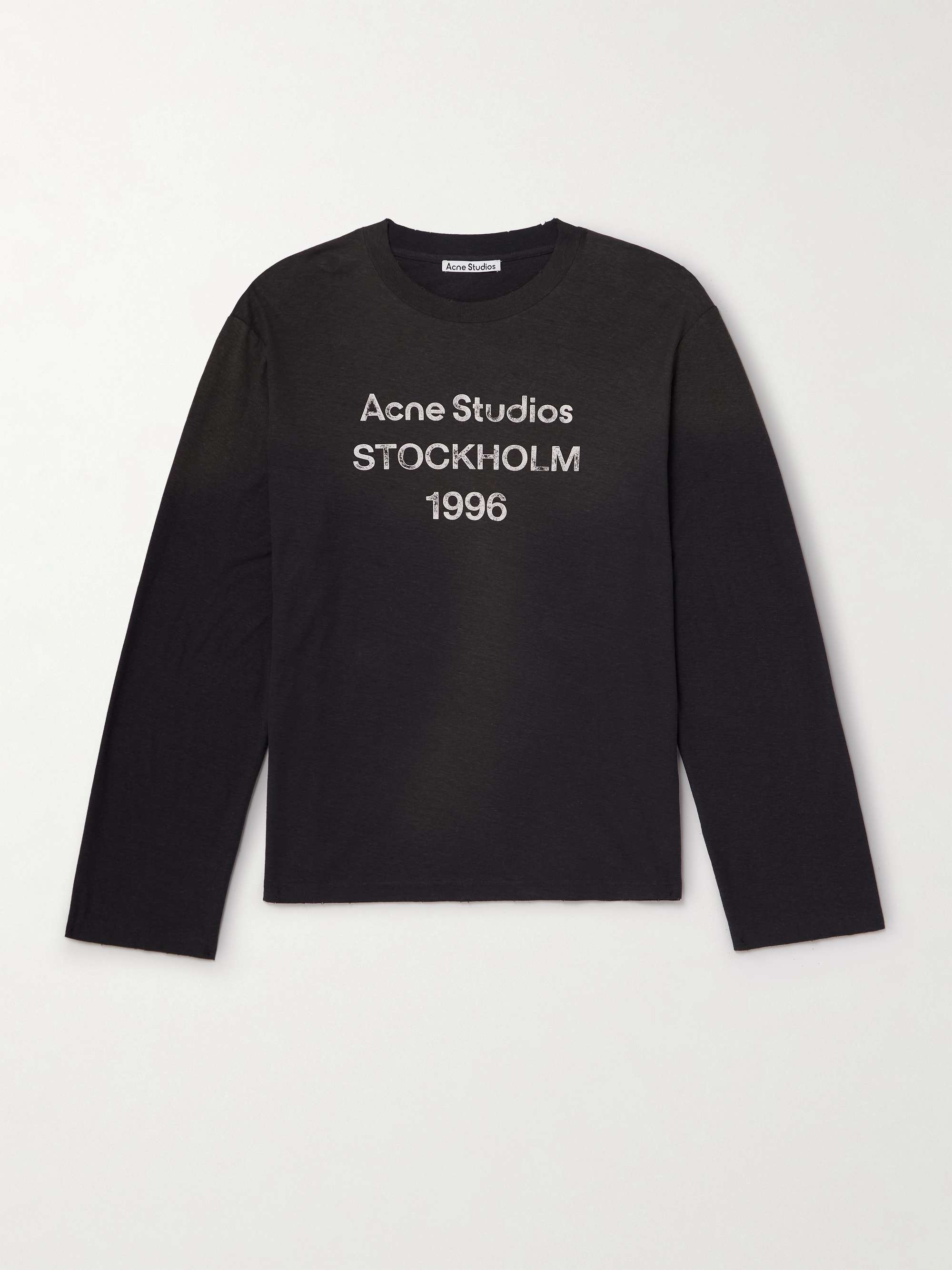 ACNE STUDIOS Edden U 1996 Oversized Logo-Print Distressed Cotton