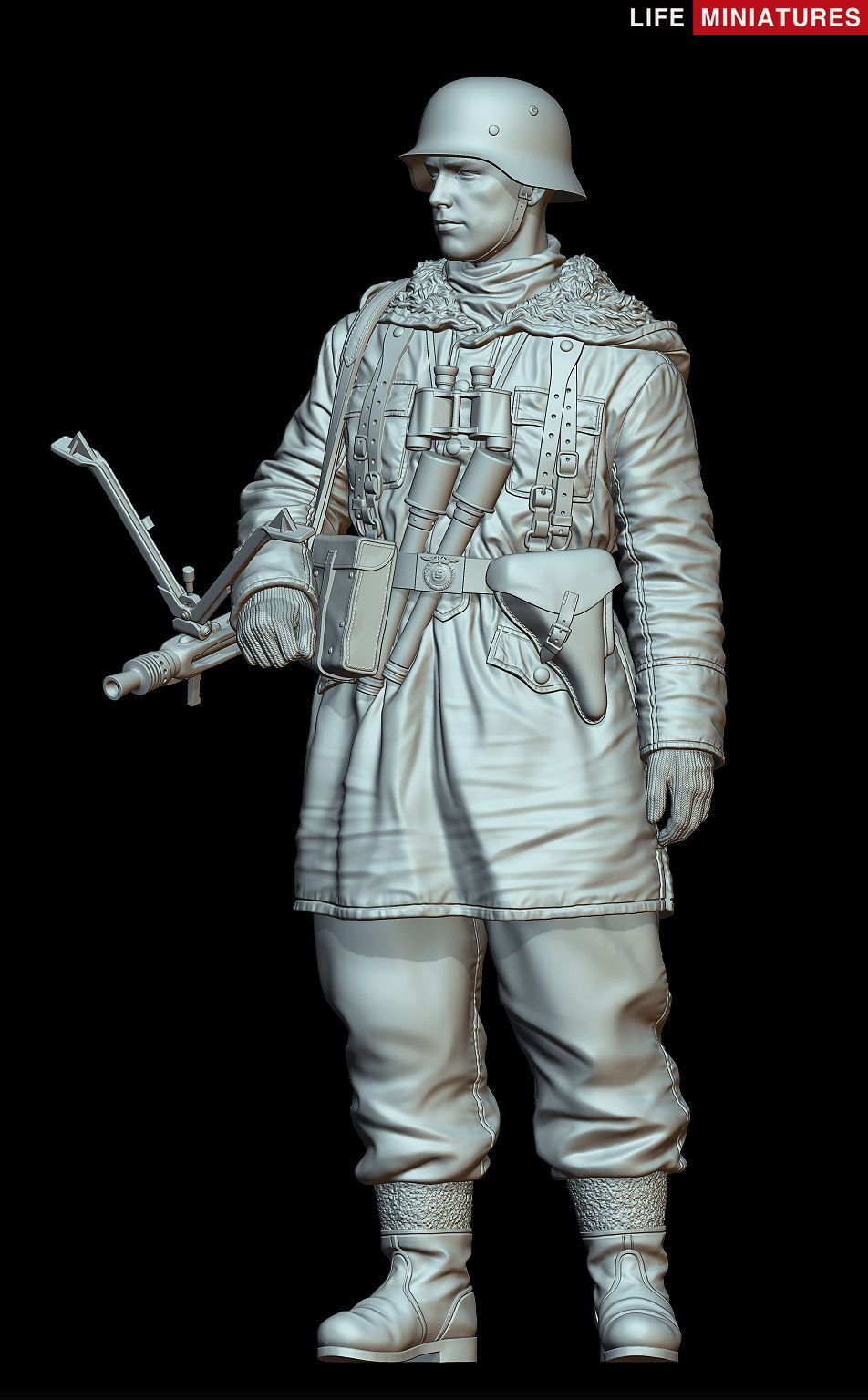 ライフミニチュア[LM-16006]1/16 WWII 独 ドイツ武装親衛隊MG42射撃手