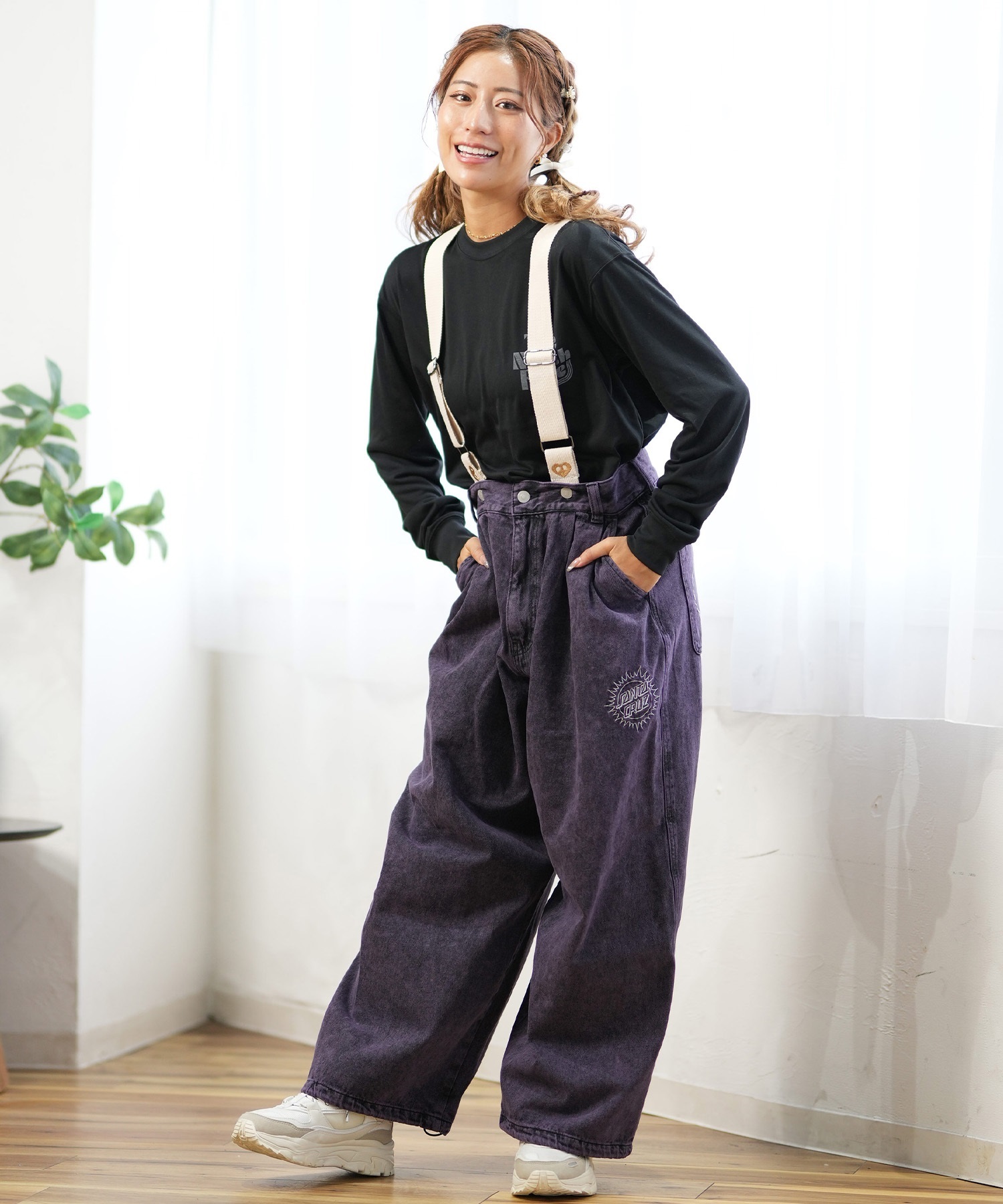 SANTACRUZ サンタクルーズ ロングパンツ レディース サスペンダー