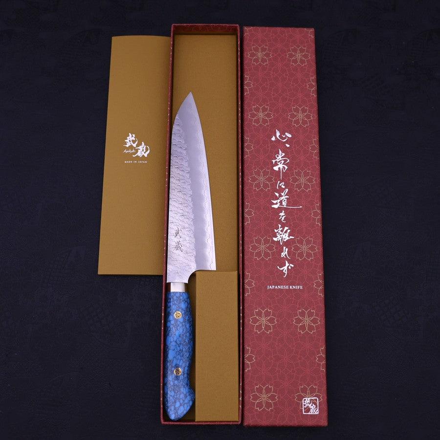 牛刀 SG-2 槌目 ターコイズブルー柄 210mm – MUSASHI
