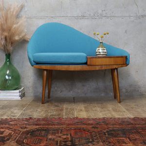 Mid Century Chippy Heath Curved Upholstered Telephone Seat - 2705i