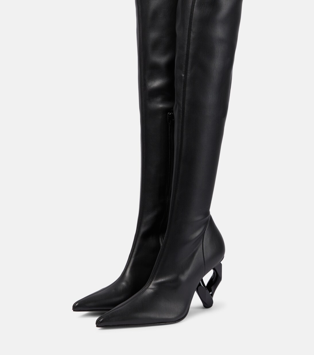 Chain over-the-knee leather boots in black - JW Anderson | Mytheresa