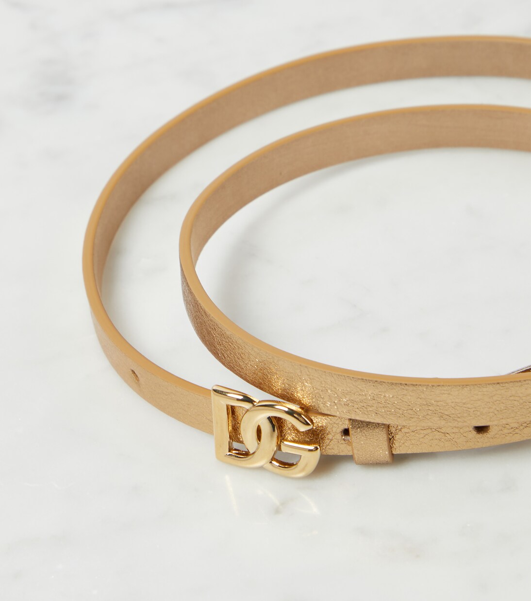 DG leather belt in gold - Dolce Gabbana | Mytheresa