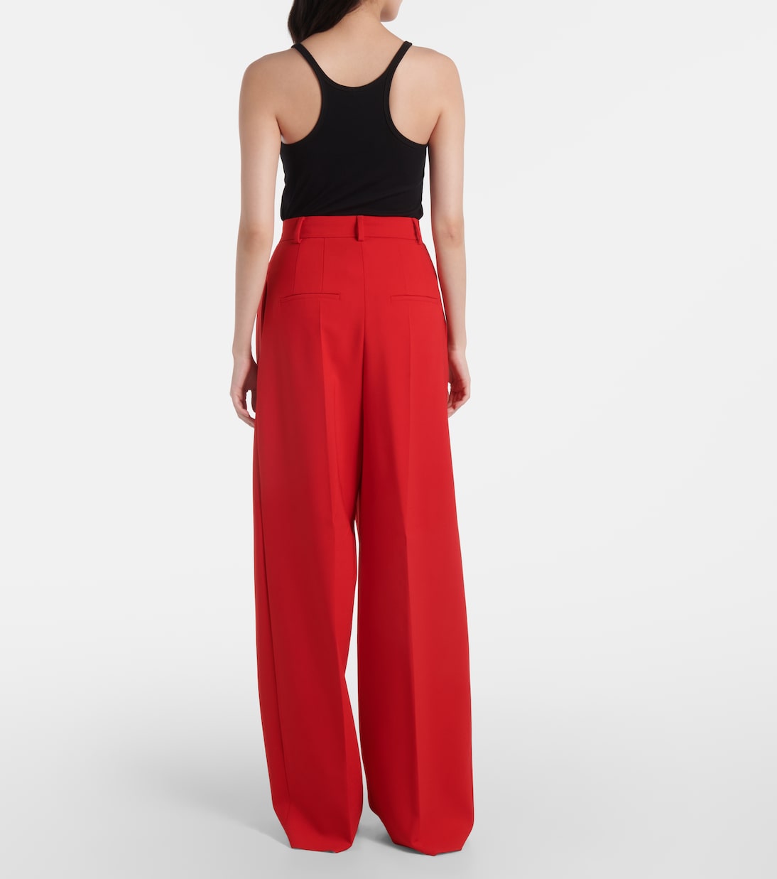 Abadan wool-blend canvas wide-leg pants in red - Sportmax | Mytheresa