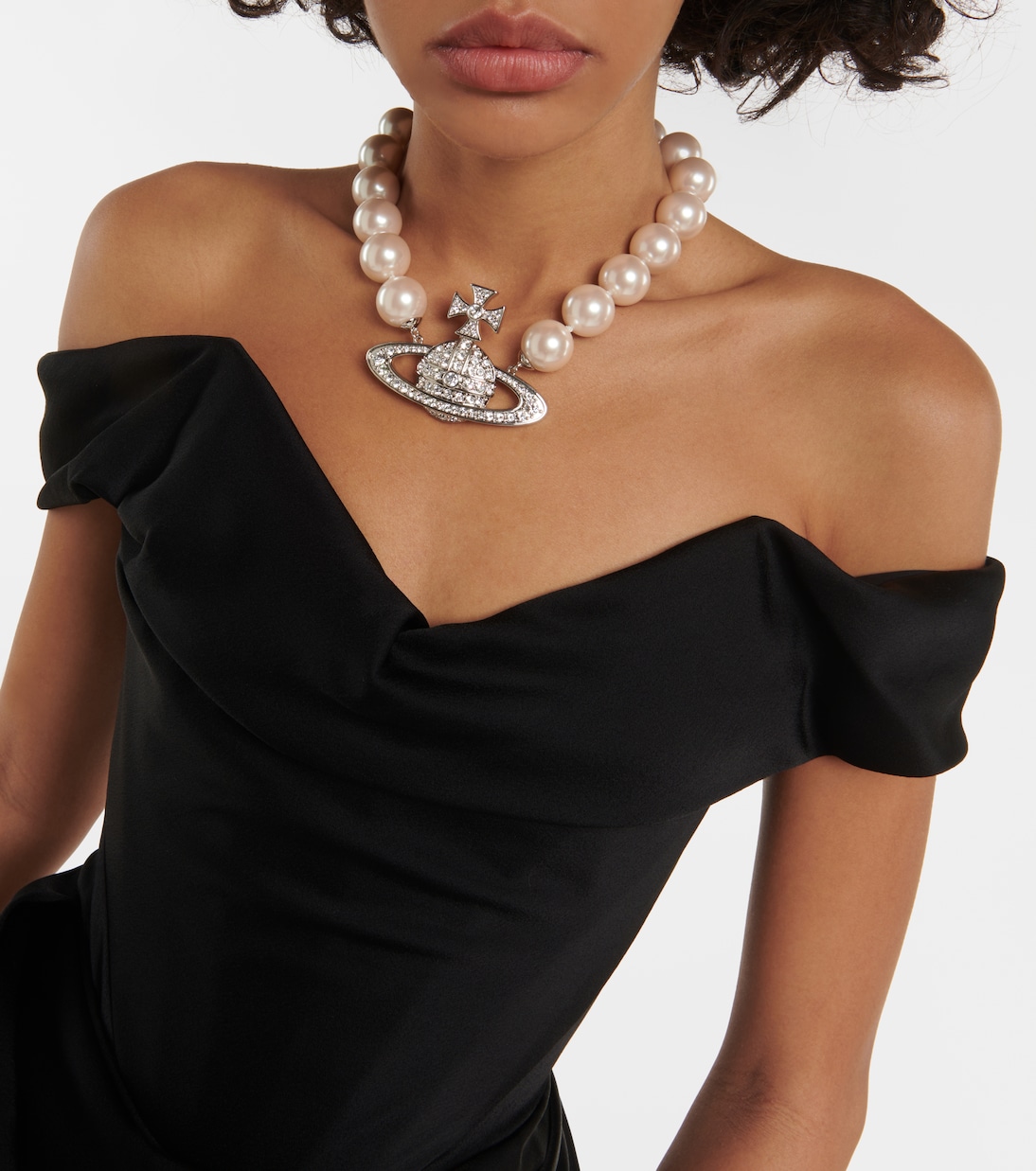 Off-shoulder bustier crêpe minidress in black - Vivienne Westwood