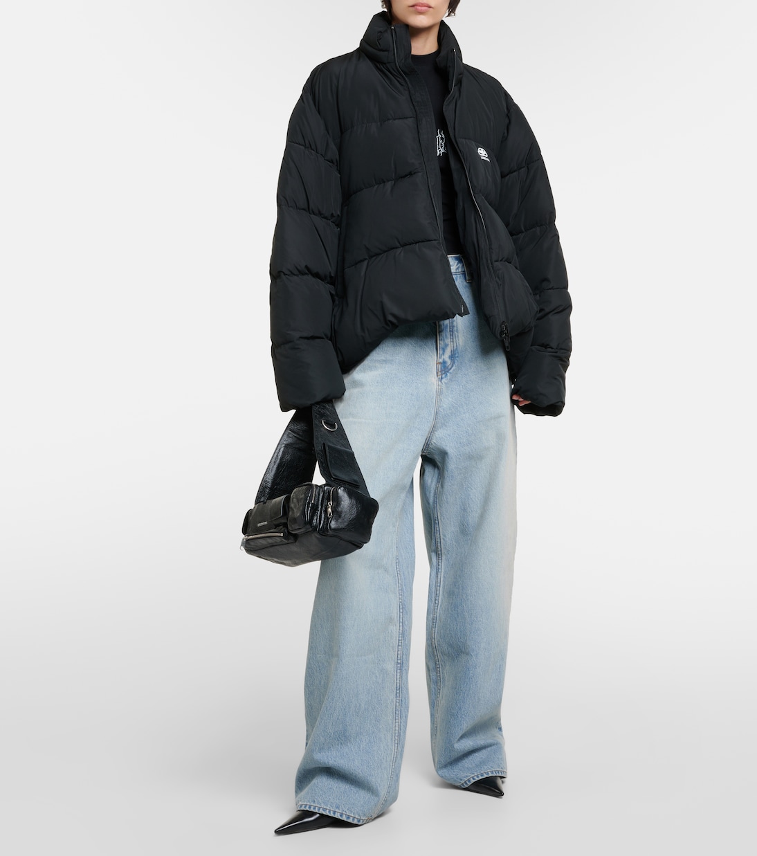 C-SHAPE puffer micro-faille jacket in black - Balenciaga | Mytheresa