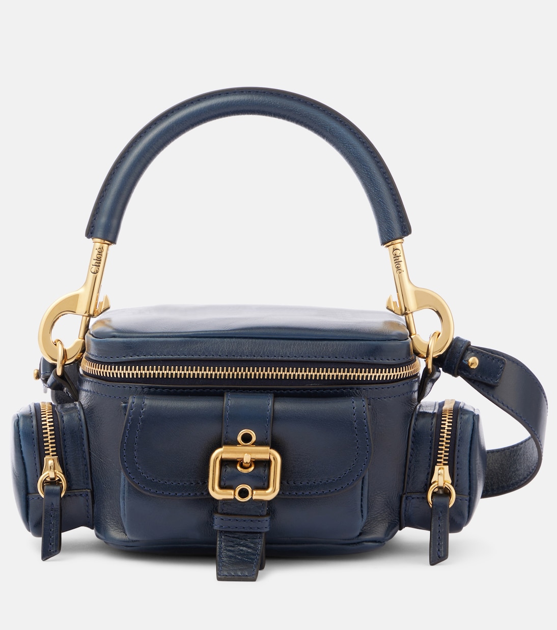 Camera Small leather shoulder bag in blue - Chloe | Mytheresa