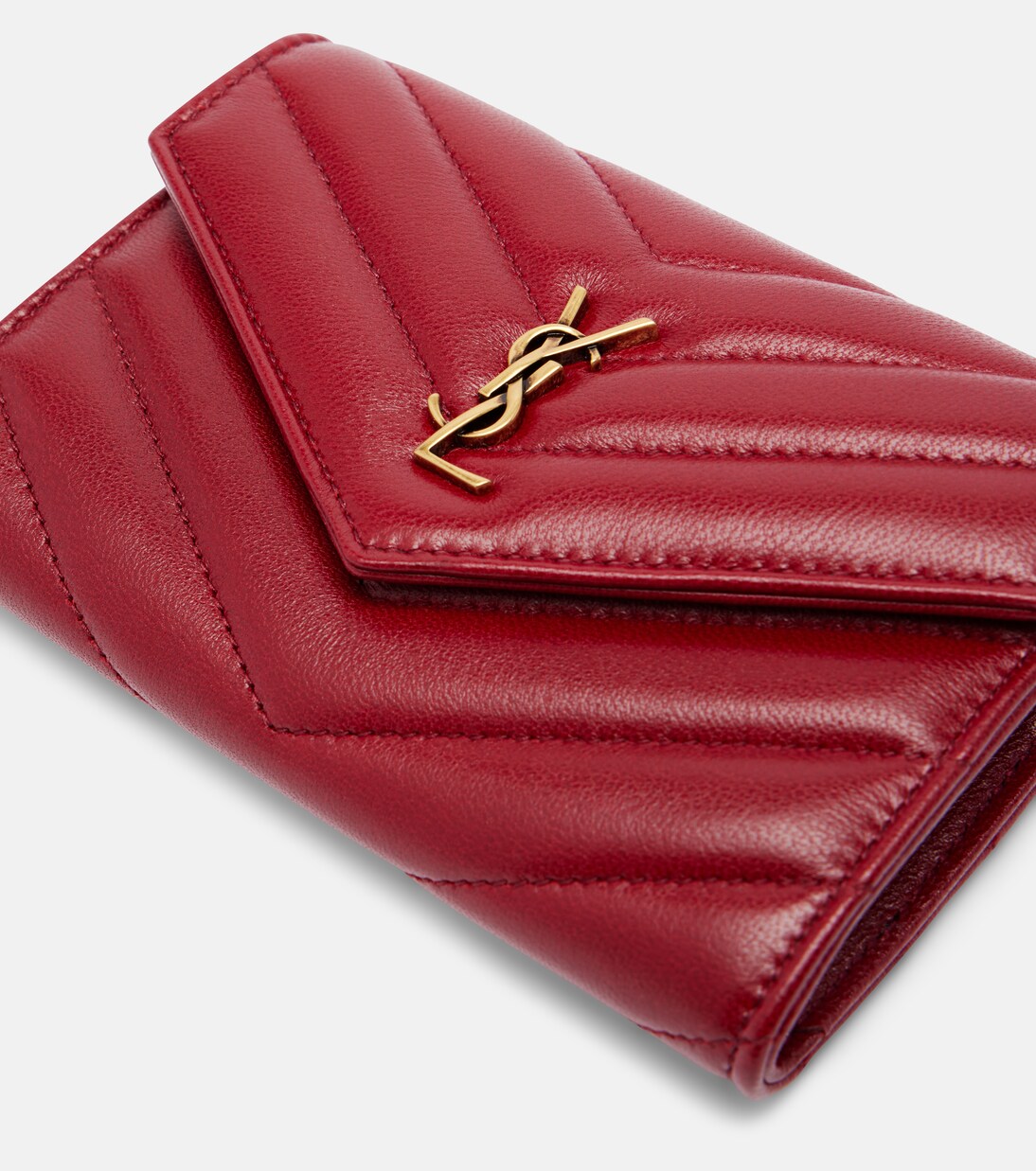Cassandre leather card holder in red - Saint Laurent | Mytheresa