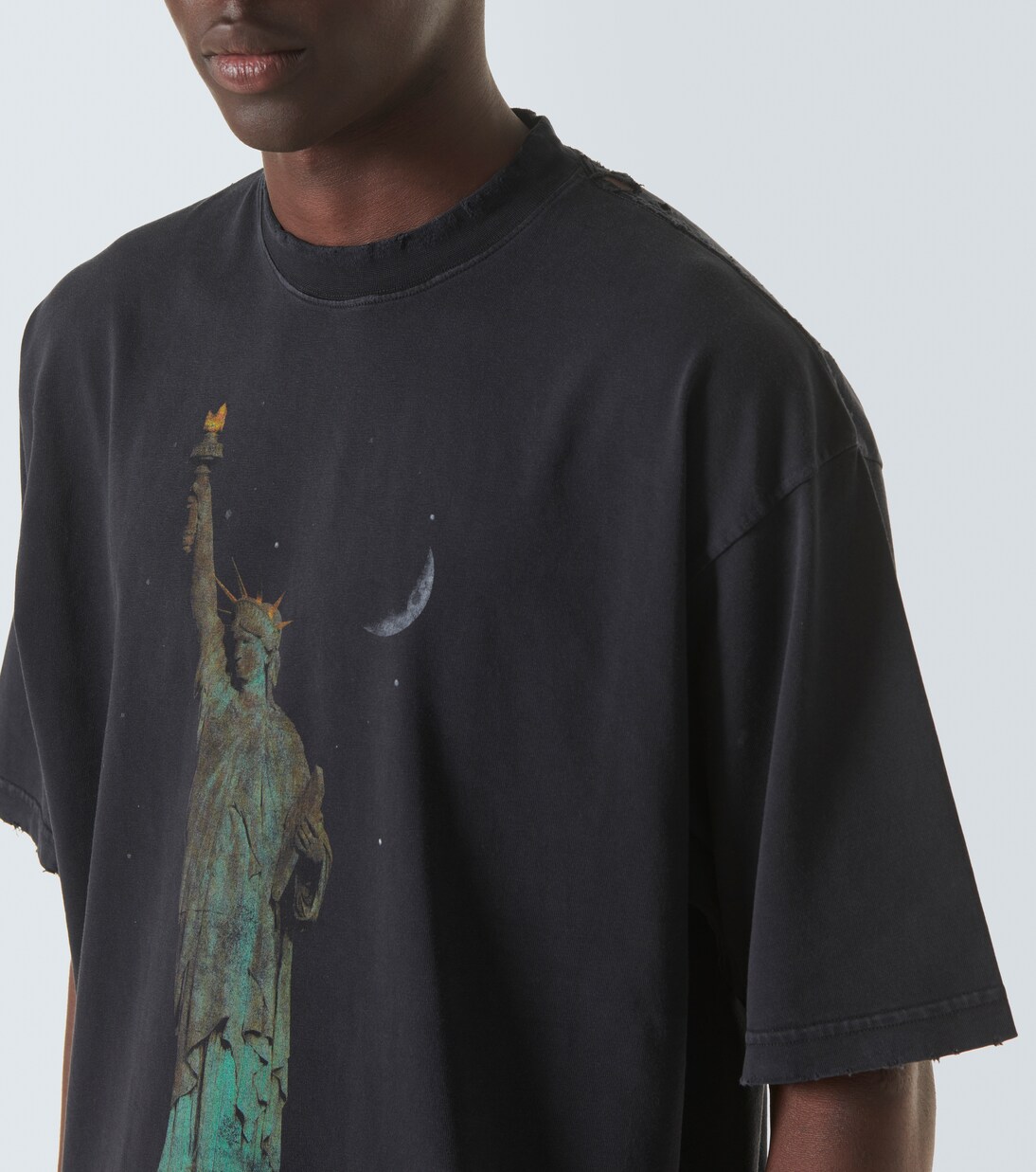 Paris Liberty cotton jersey T-shirt in black - Balenciaga | Mytheresa