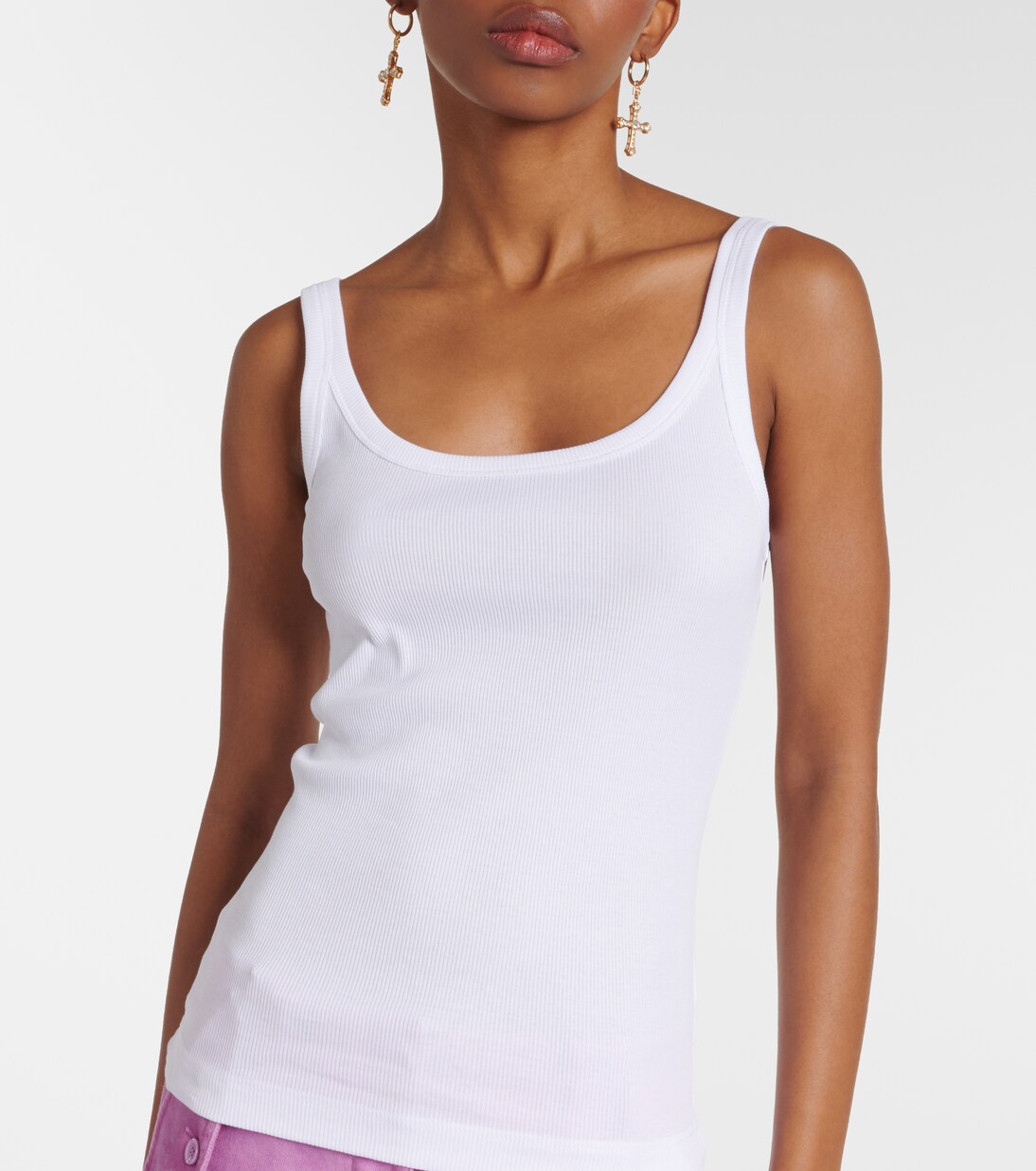 Ribbed-knit cotton tank top in white - Dolce Gabbana | Mytheresa