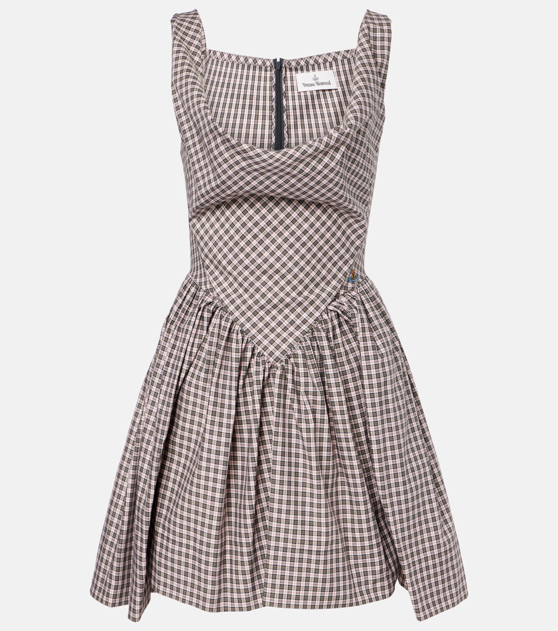 Mini Sunday checked draped cocktail dress in multicoloured