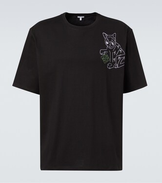 Anagram cotton jersey T-shirt in black - Loewe | Mytheresa