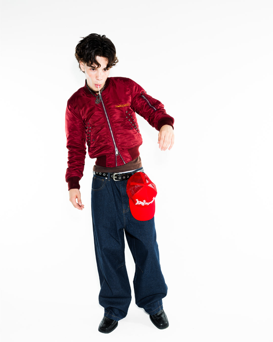 RHINESTONE MA-1 JACKET - RED – NOREMID