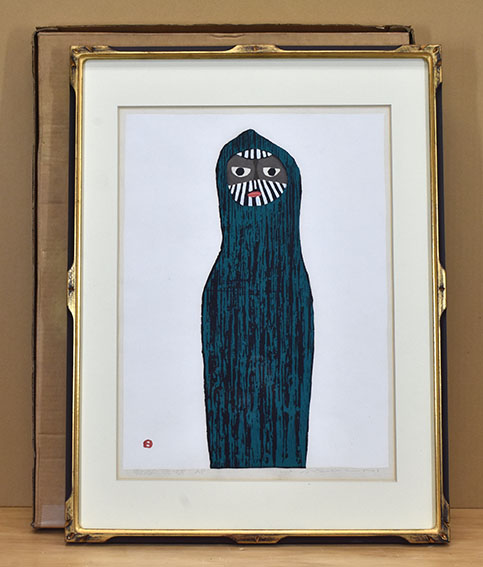 畦地梅太郎版画額「雪のなかの男」 | Natsume Books