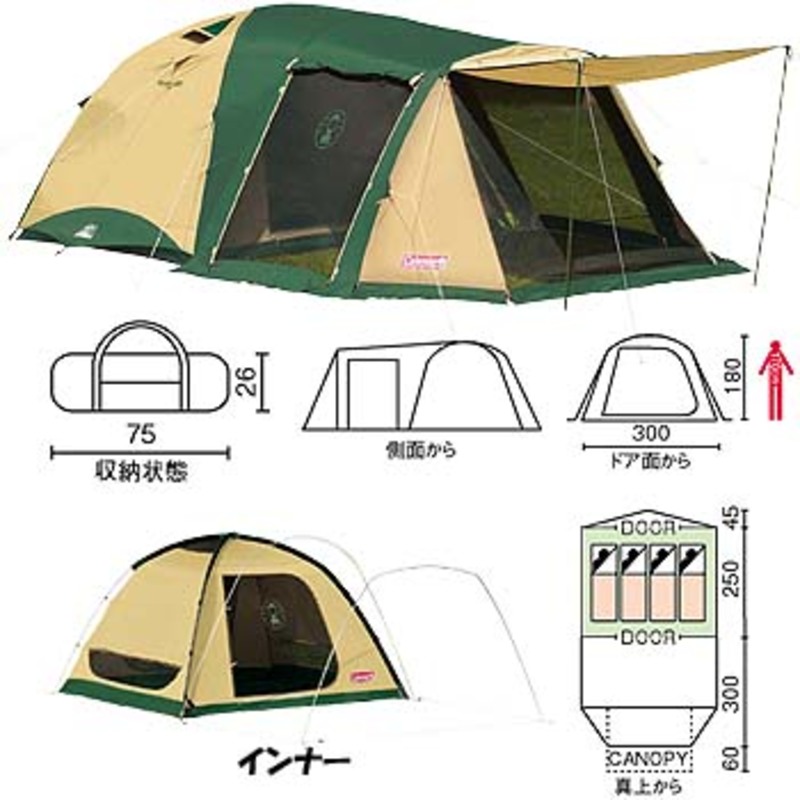 Coleman テント 前室付き ワイドロッジ300EX 5-6人用 説明書あり