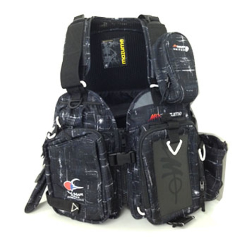 mazume Red Moon フィッシングベスト ブラック/グリーン mazume Red