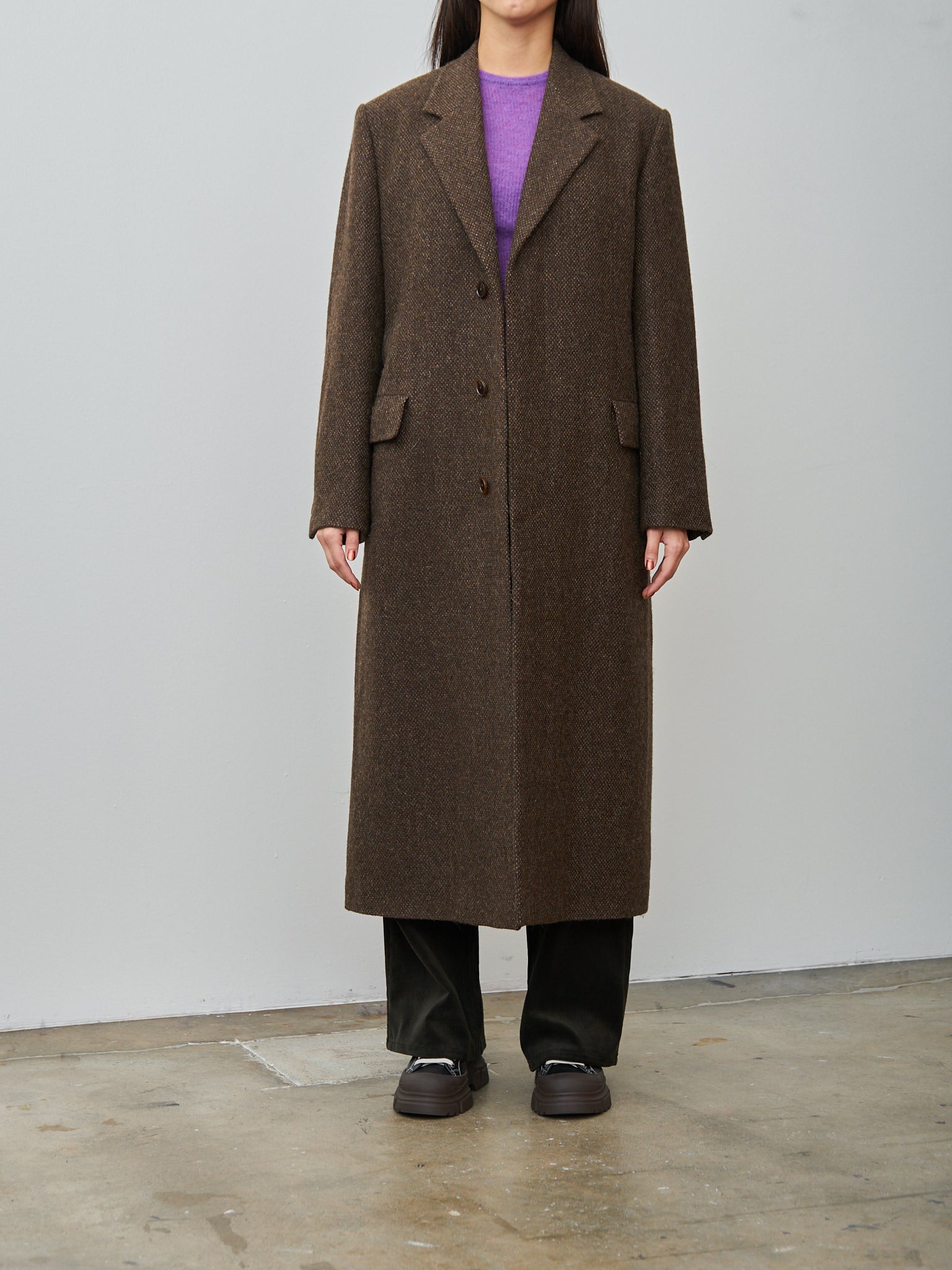 Namu Shop - Auralee Lama Shetland Wool Tweed Chesterfield Coat