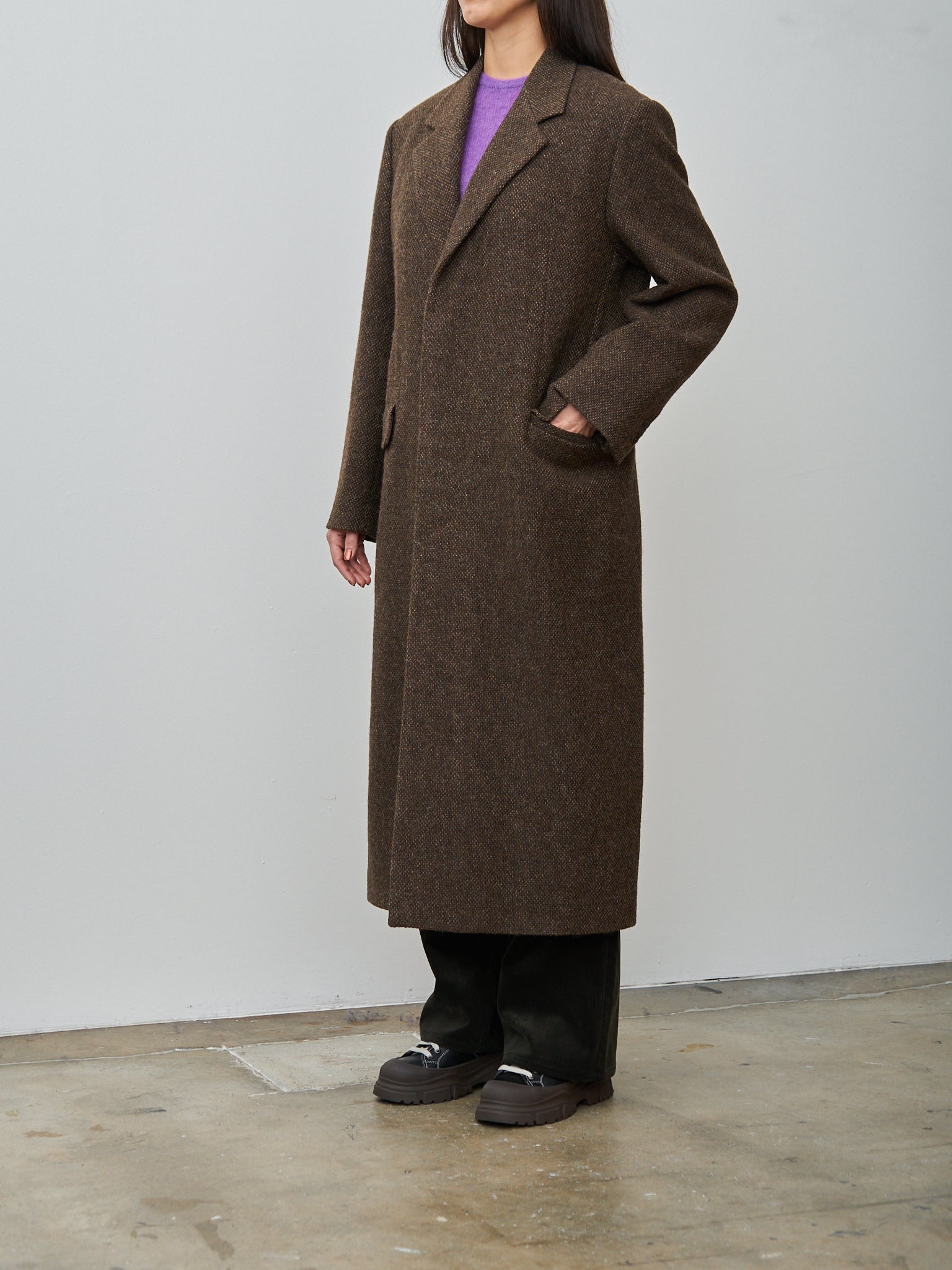 Namu Shop - Auralee Lama Shetland Wool Tweed Chesterfield Coat
