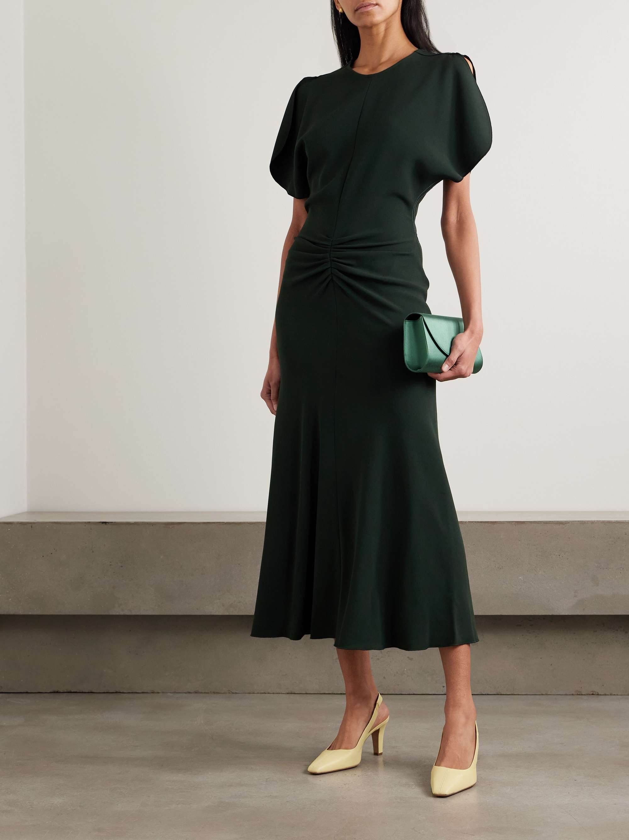 VICTORIA BECKHAM Gathered crepe midi dress | NET-A-PORTER