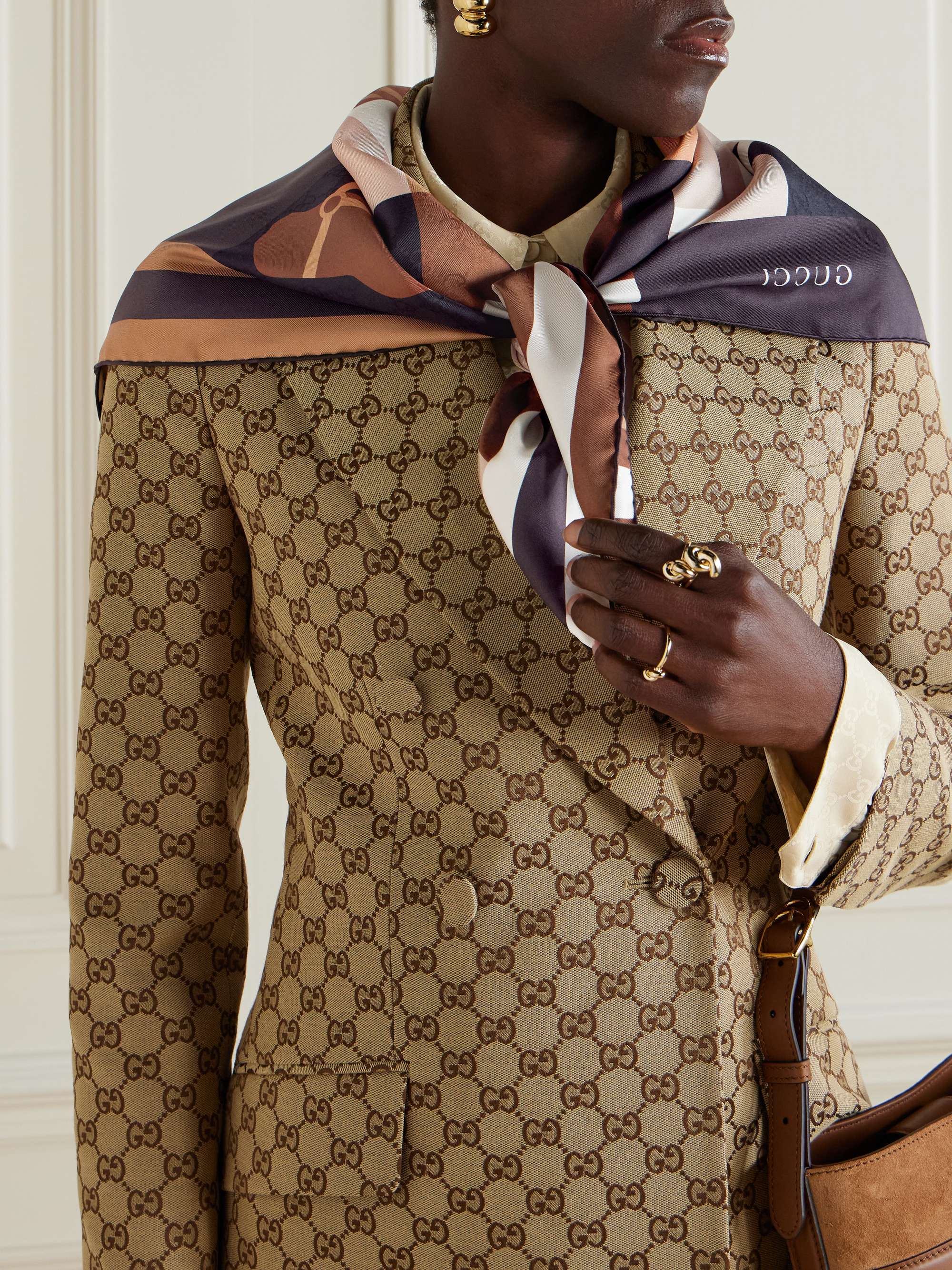 GUCCI Equestrian printed silk-twill scarf | NET-A-PORTER