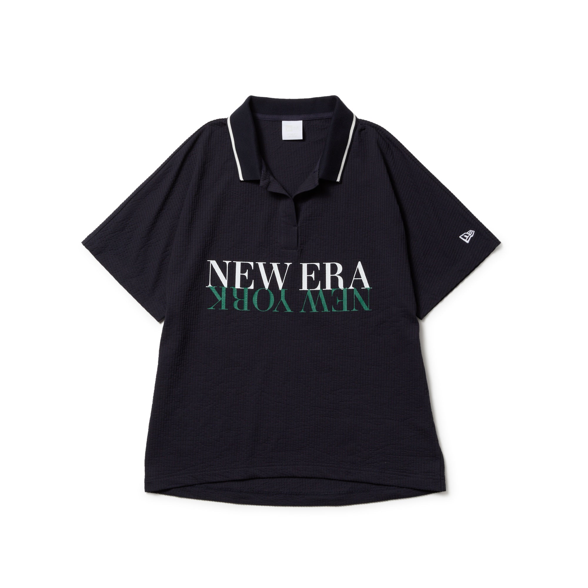 Women's 半袖 スキッパー ポロシャツ Seersucker ネイビー | ゴルフ